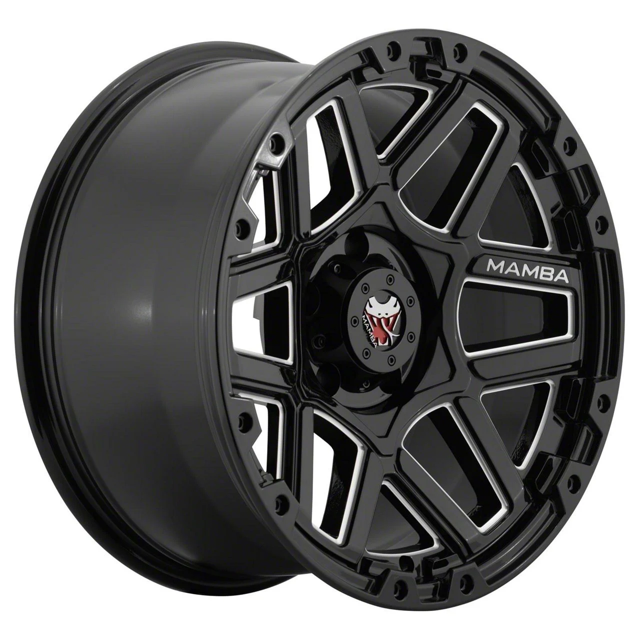 Mamba Offroad Wheels M23 Gloss Black Machined 6-Lug Wheel; 17x9; 12mm Offset (15-20 Tahoe)