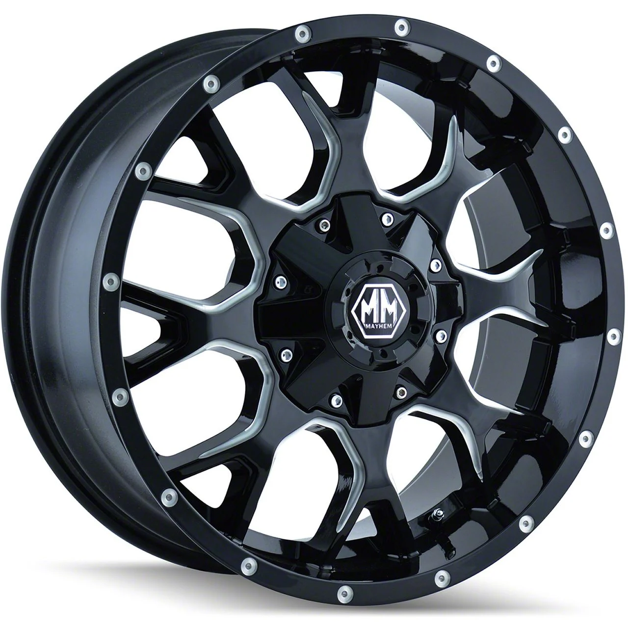 Mayhem Wheels Warrior Black Milled 8-Lug Wheel; 20x9; 0mm Offset (03-09 RAM 3500 SRW)