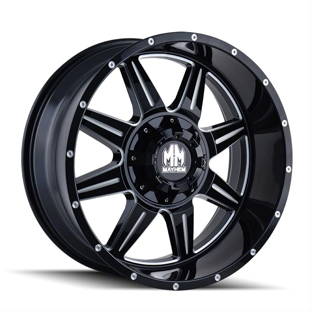 Mayhem Wheels Monstir Gloss Black Milled 6-Lug Wheel; 20x9; 0mm Offset (21-26 F-150)