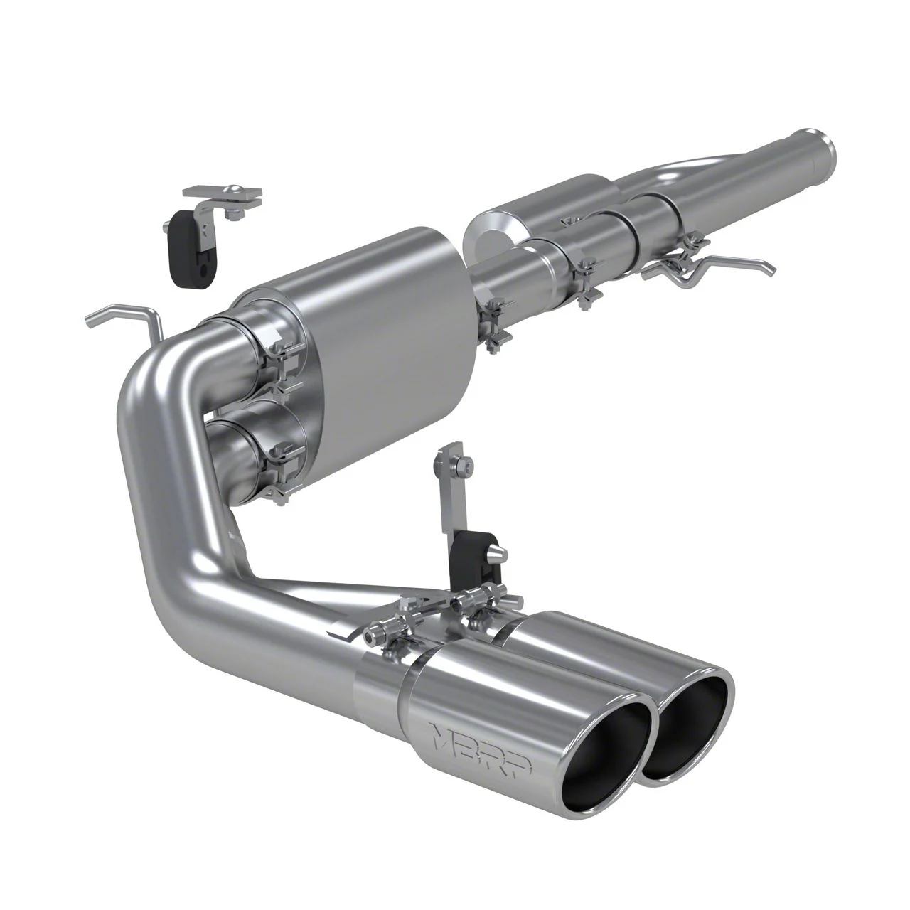 MBRP Armor Lite Dual Exhaust System with Polished Tips; Middle Side Exit (09-18 5.3L Sierra 1500)