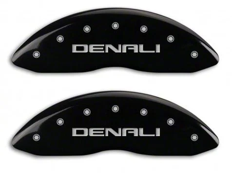 MGP Brake Caliper Covers with DENALI Logo; Black; Front and Rear (09-13 Sierra 1500)