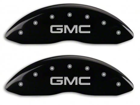 MGP Brake Caliper Covers with GMC Logo; Black; Front and Rear (14-18 Sierra 1500)