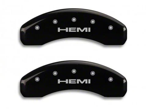 MGP Brake Caliper Covers with HEMI Logo; Black; Front and Rear (11-18 RAM 1500)