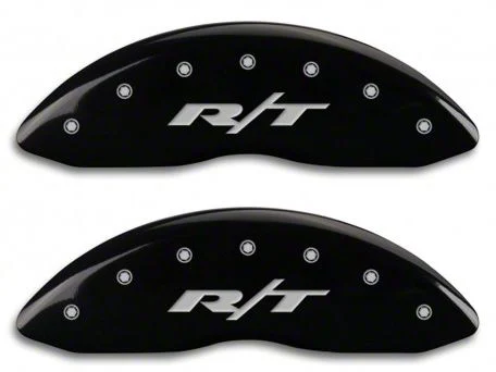 MGP Brake Caliper Covers with R/T Logo; Black; Front and Rear (13-18 RAM 1500)