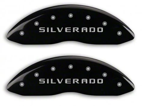 MGP Brake Caliper Covers with Silverado Logo; Black; Front Only (07-13 Silverado 1500)