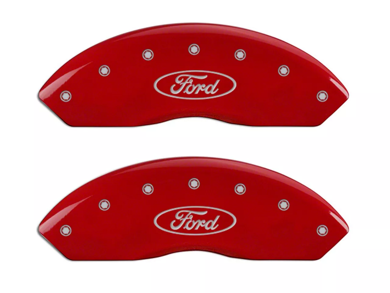 MGP Brake Caliper Covers with Ford Oval Logo; Red; Front and Rear (04-Early 09 F-150)