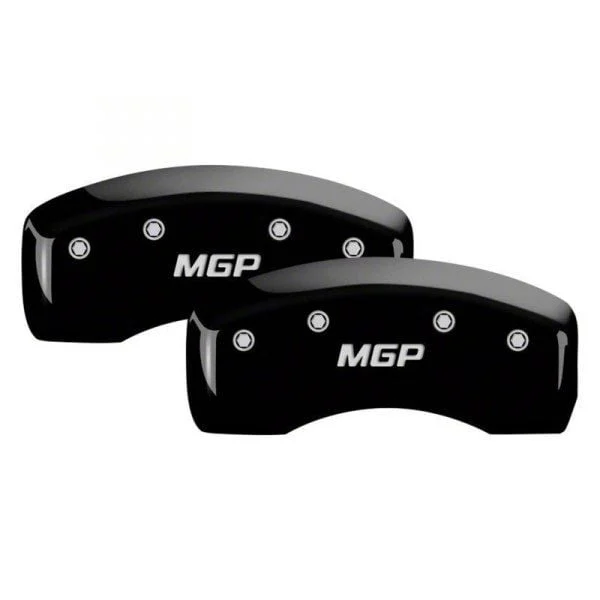MGP Brake Caliper Covers with MGP Logo; Black; Front and Rear (20-26 Silverado 2500 HD)
