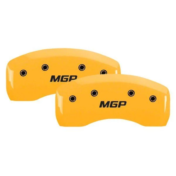 MGP Brake Caliper Covers with MGP Logo; Yellow; Front and Rear (20-26 Silverado 2500 HD)