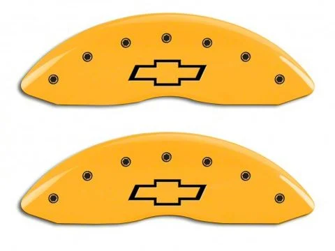 MGP Brake Caliper Covers with Bowtie Logo; Yellow; Front Only (07-13 Silverado 1500)