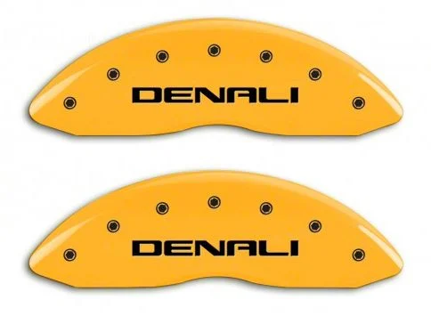 MGP Brake Caliper Covers with DENALI Logo; Yellow; Front and Rear (14-18 Sierra 1500)