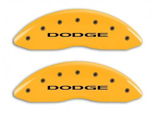 MGP Brake Caliper Covers with Dodge Logo; Yellow; Front and Rear (02-05 RAM 1500, Excluding SRT-10)