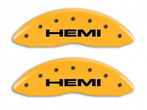 MGP Brake Caliper Covers with HEMI Logo; Yellow; Front and Rear (11-18 RAM 1500)