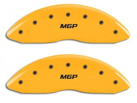 MGP Brake Caliper Covers with MGP Logo; Yellow; Front and Rear (14-18 Silverado 1500)