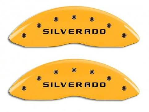 MGP Brake Caliper Covers with Silverado Logo; Yellow; Front Only (07-13 Silverado 1500)