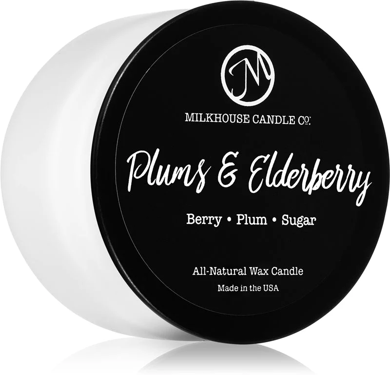 Milkhouse Candle Co. Creamery Plums & Elderberry candela profumata Treveler Tin 106 g