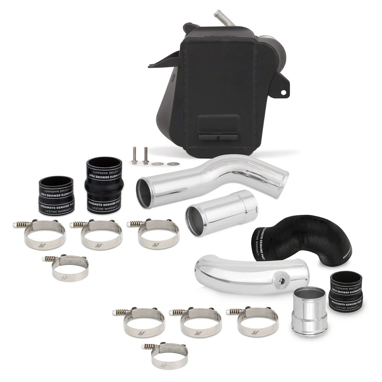 Mishimoto Air-to-Water Intercooler Kit with Polished Piping; Black (11-22 6.7L Powerstroke F-350 Super Duty)