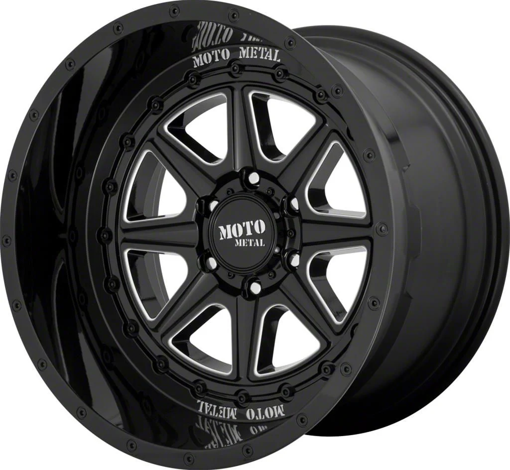 Moto Metal MO801 Phantom Gloss Black Milled 8-Lug Wheel; 22x12; -44mm Offset (03-09 RAM 2500)