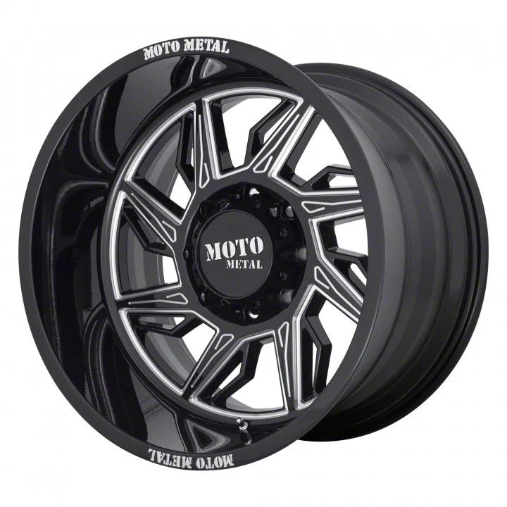 Moto Metal MO997 Hurricane Gloss Black Milled 8-Lug Wheel; Driver Side; 22x12; -44mm Offset (03-09 RAM 3500 SRW)