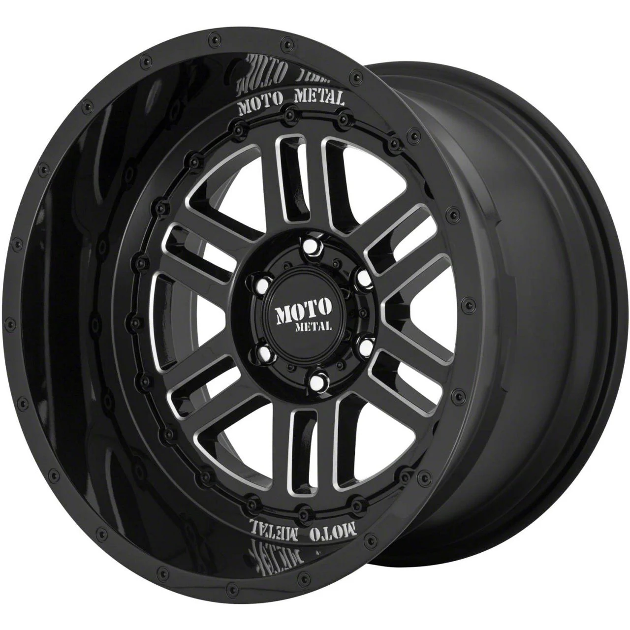 Moto Metal MO800 Deep Six Gloss Black Milled 6-Lug Wheel; 20x10; -18mm Offset (21-26 F-150)
