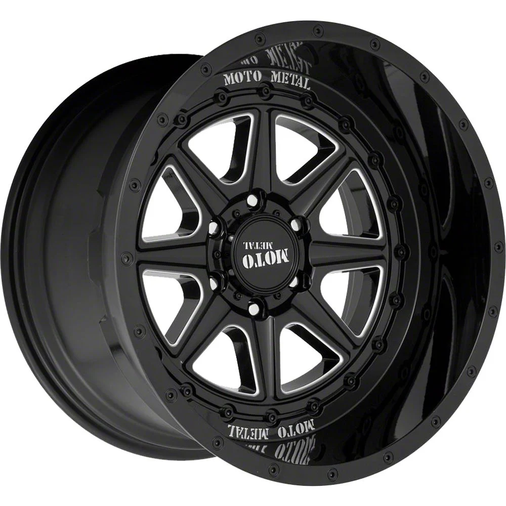 Moto Metal MO801 Phantom Gloss Black Milled 6-Lug Wheel; 20x10; -18mm Offset (21-26 F-150)