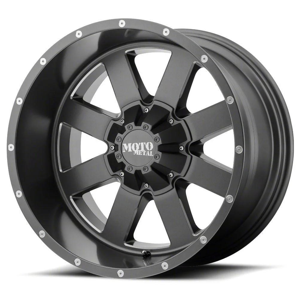 Moto Metal MO962 Satin Gray Milled 6-Lug Wheel; 22x14; -76mm Offset (14-18 Sierra 1500)
