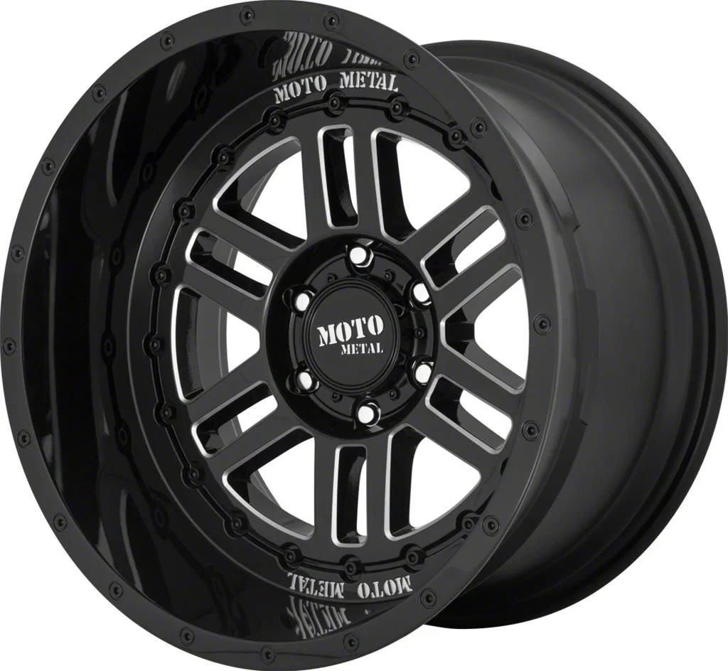 Moto Metal MO800 Deep Six Gloss Black Milled 8-Lug Wheel; 22x12; -44mm Offset (06-08 RAM 1500 Mega Cab)