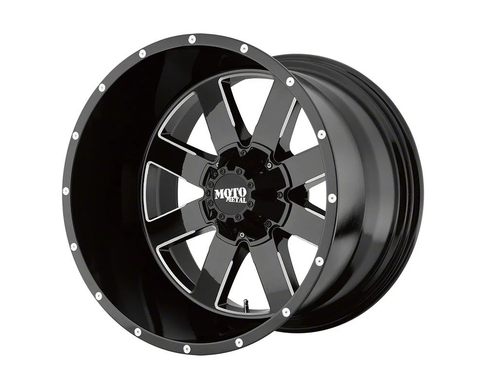 Moto Metal MO962 Gloss Black Milled 8-Lug Wheel; 20x12; -44mm Offset (06-08 RAM 1500 Mega Cab)