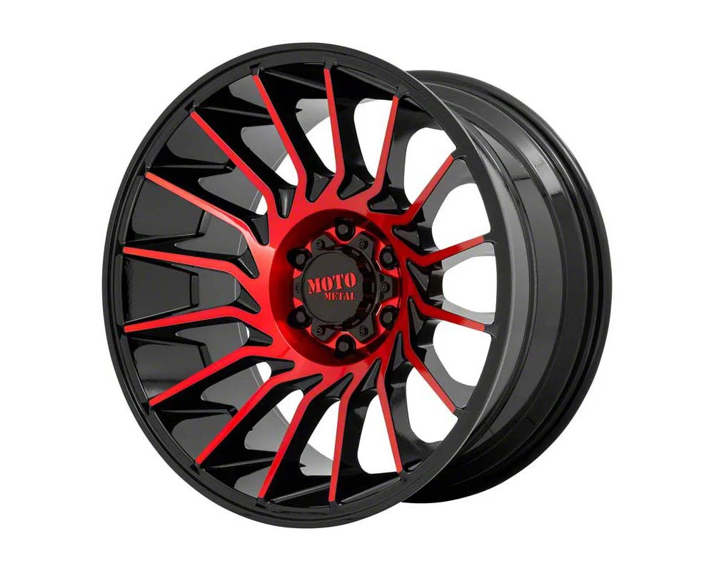 Moto Metal MO807 Gloss Black with Red Machined 8-Lug Wheel; 22x12; -44mm Offset (07-10 Sierra 2500 HD)