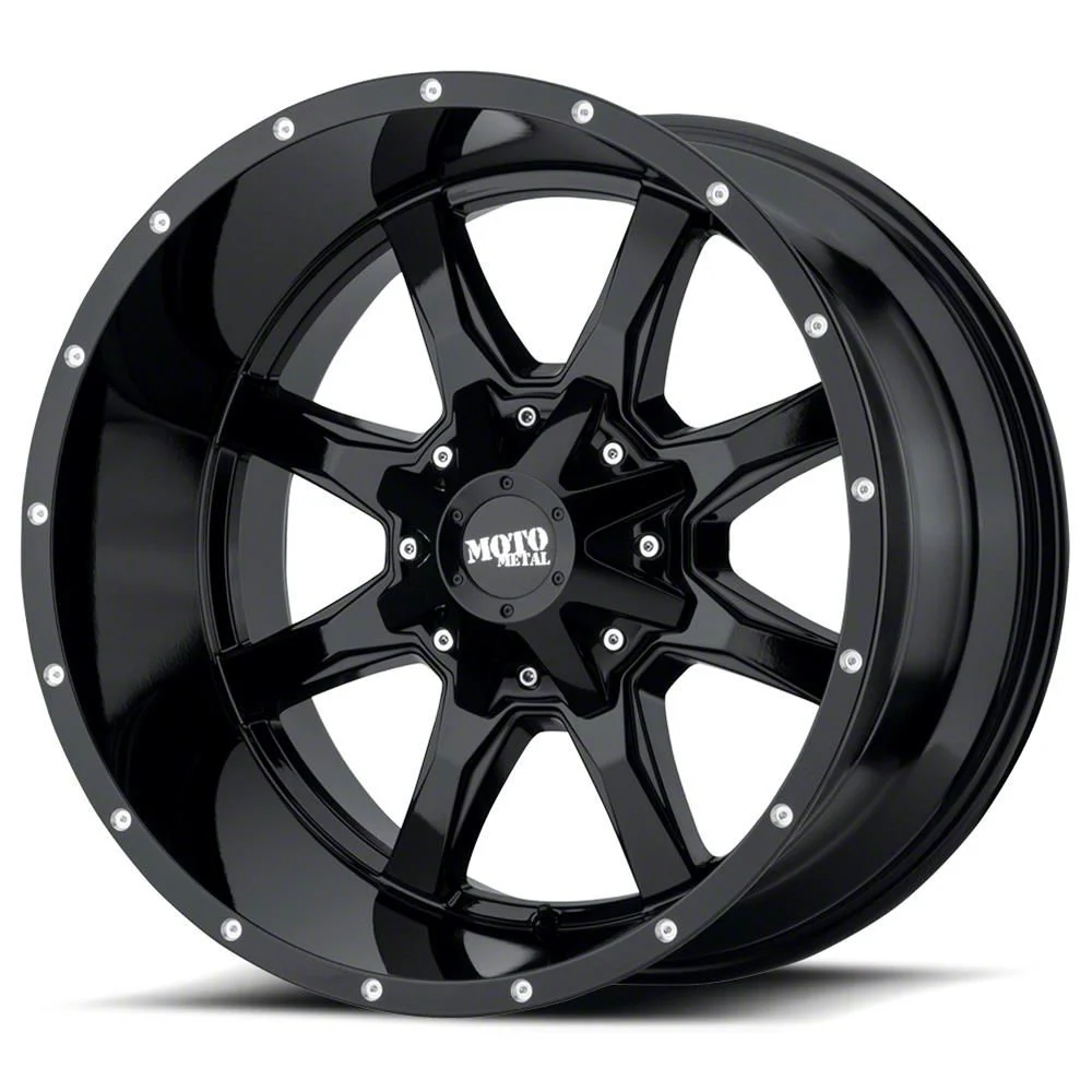 Moto Metal MO970 Gloss Black Milled 8-Lug Wheel; 22x12; -44mm Offset (07-10 Sierra 2500 HD)
