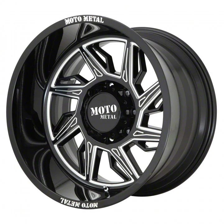 Moto Metal MO997 Hurricane Gloss Black Milled 8-Lug Wheel; Passenger Side; 20x12; -44mm Offset (07-10 Sierra 2500 HD)