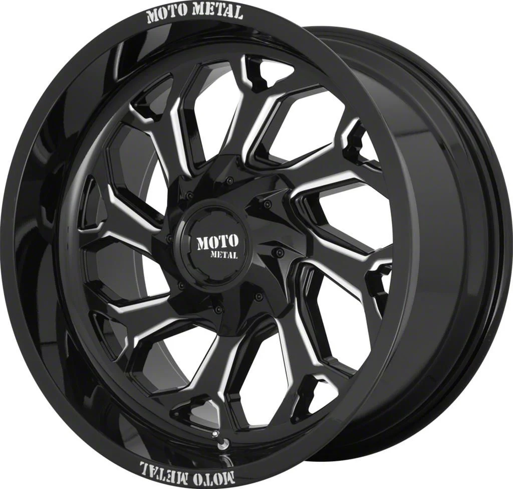Moto Metal MO999 Gloss Black Milled 8-Lug Wheel; 22x12; -44mm Offset (07-10 Sierra 2500 HD)