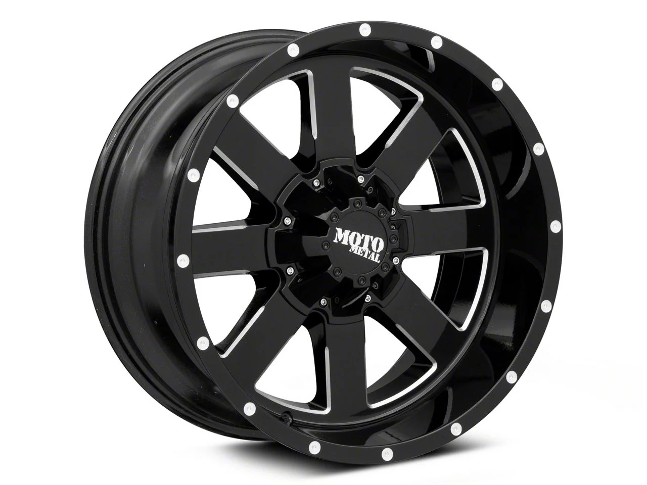 Moto Metal MO962 Gloss Black Milled 8-Lug Wheel; 20x10; -24mm Offset (07-10 Silverado 2500 HD)