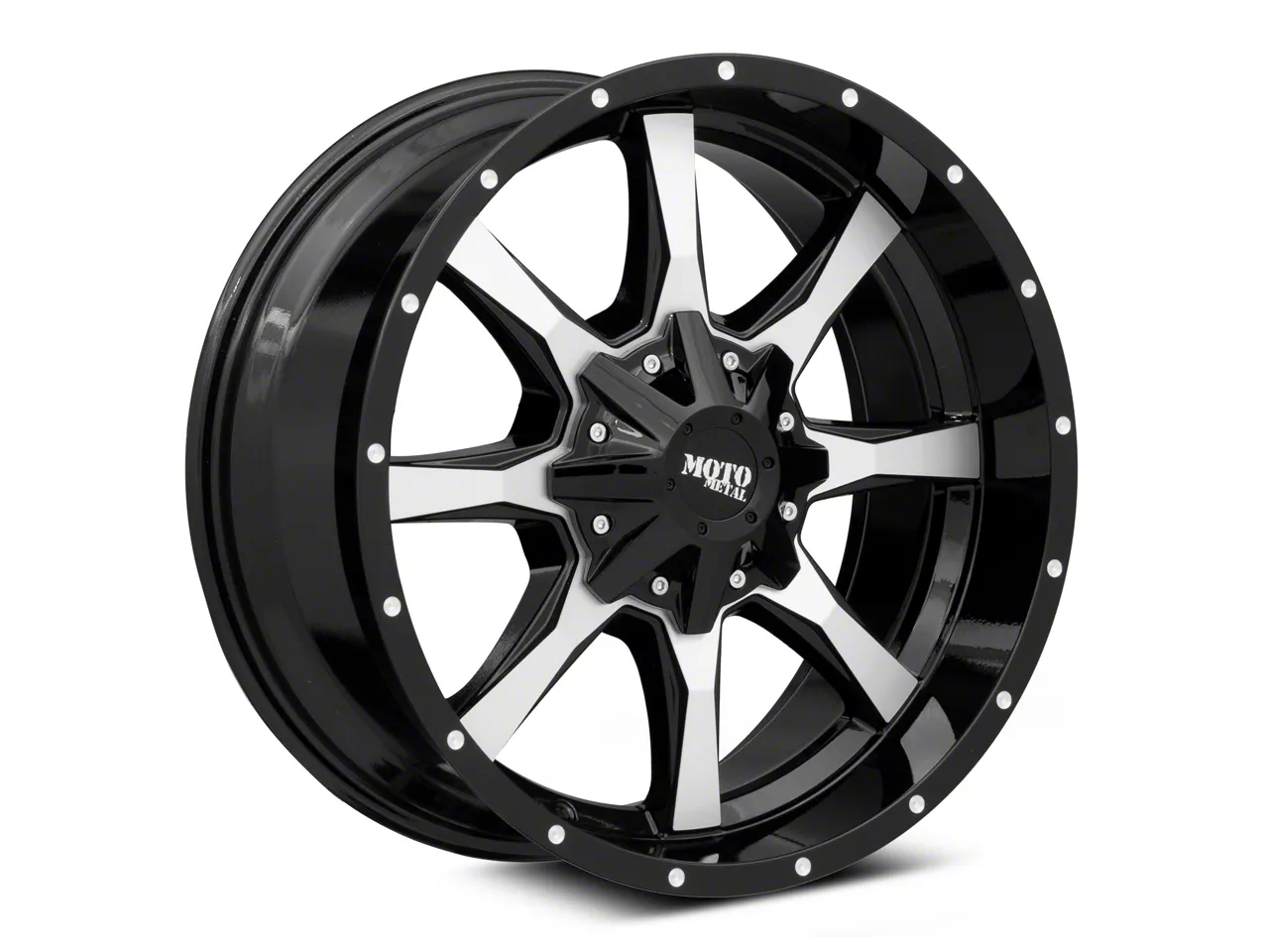 Moto Metal MO970 Gloss Black Machined 8-Lug Wheel; 20x12; -44mm Offset (07-10 Silverado 2500 HD)