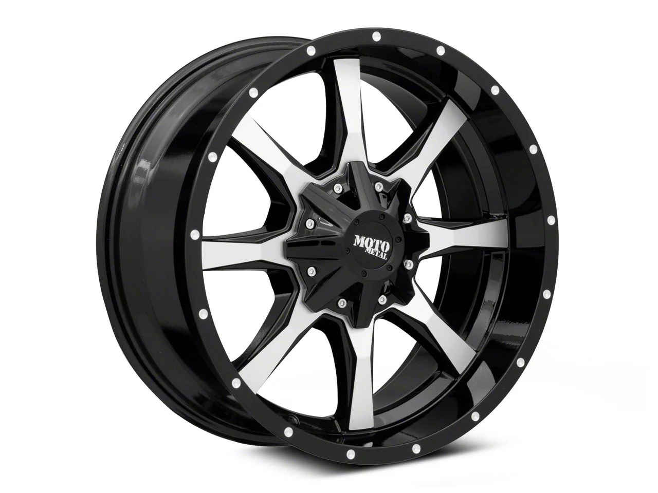 Moto Metal MO970 Gloss Black Machined 8-Lug Wheel; 22x12; -44mm Offset (07-10 Silverado 3500 HD SRW)