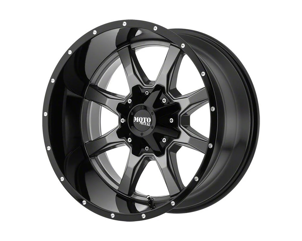 Moto Metal MO970 Gloss Gray with Gloss Black Lip 8-Lug Wheel; 20x10; -24mm Offset (07-10 Silverado 3500 HD SRW)