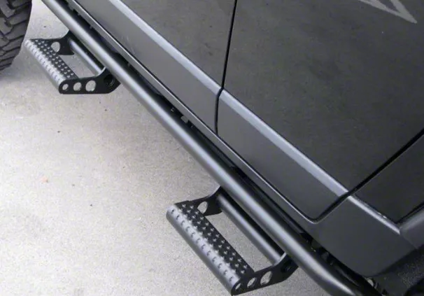 N-Fab Cab Length RKR Side Rails with Detachable Steps; Textured Black (19-26 Sierra 1500 Crew Cab)
