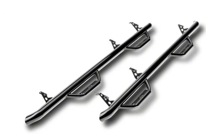 N-Fab Wheel 2 Wheel Bed Access Nerf Side Step Bars; Gloss Black (11-13 Sierra 1500 Regular Cab w/ 8-Foot Long Box)