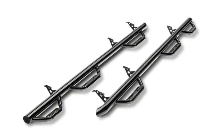 N-Fab Wheel 2 Wheel Bed Access Nerf Side Step Bars; Gloss Black (11-13 Silverado 1500 Extended Cab w/ 6.50-Foot Standard Box)