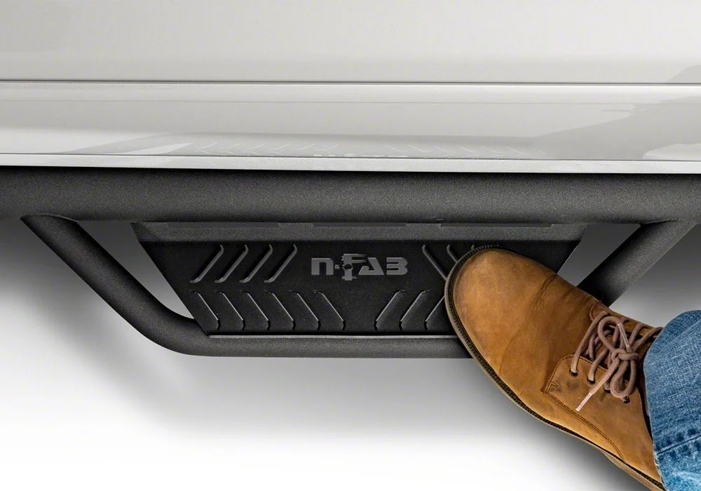 N-Fab Wheel 2 Wheel Podium Bed Access Nerf Side Step Bars; Textured Black (11-16 F-250 Super Duty SuperCrew w/ 6-3/4-Foot Bed)