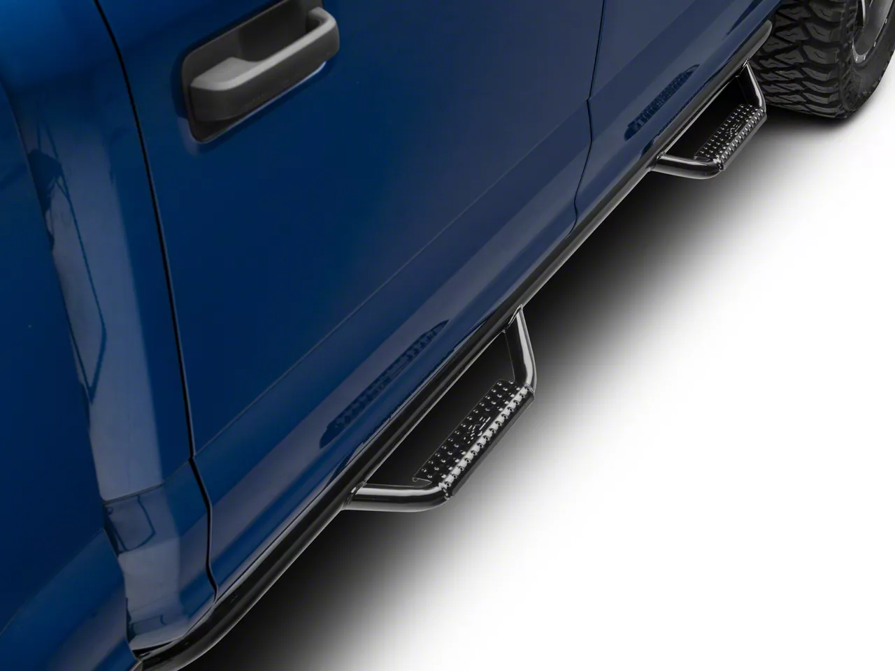 N-Fab Cab Length Nerf Side Step Bars; Gloss Black (15-26 F-150 SuperCrew)