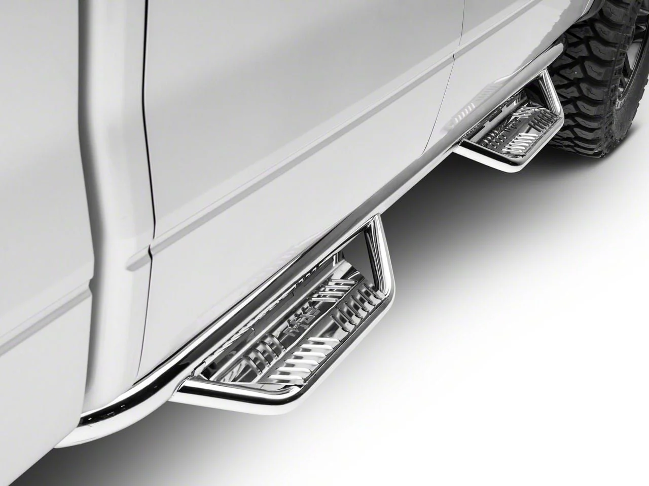 N-Fab Cab Length Podium Nerf Side Step Bars; Polished Stainless (09-14 F-150 SuperCrew)