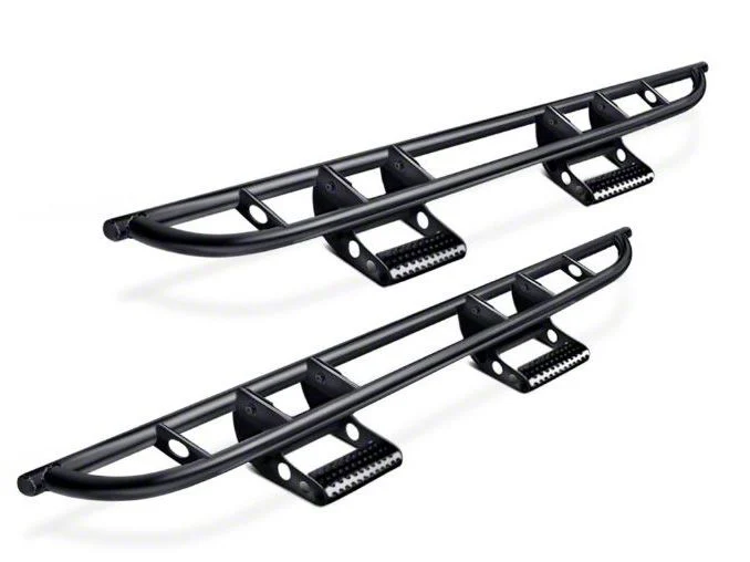 N-Fab Cab Length RKR Side Rails with Detachable Steps; Textured Black (14-18 Sierra 1500 Crew Cab)