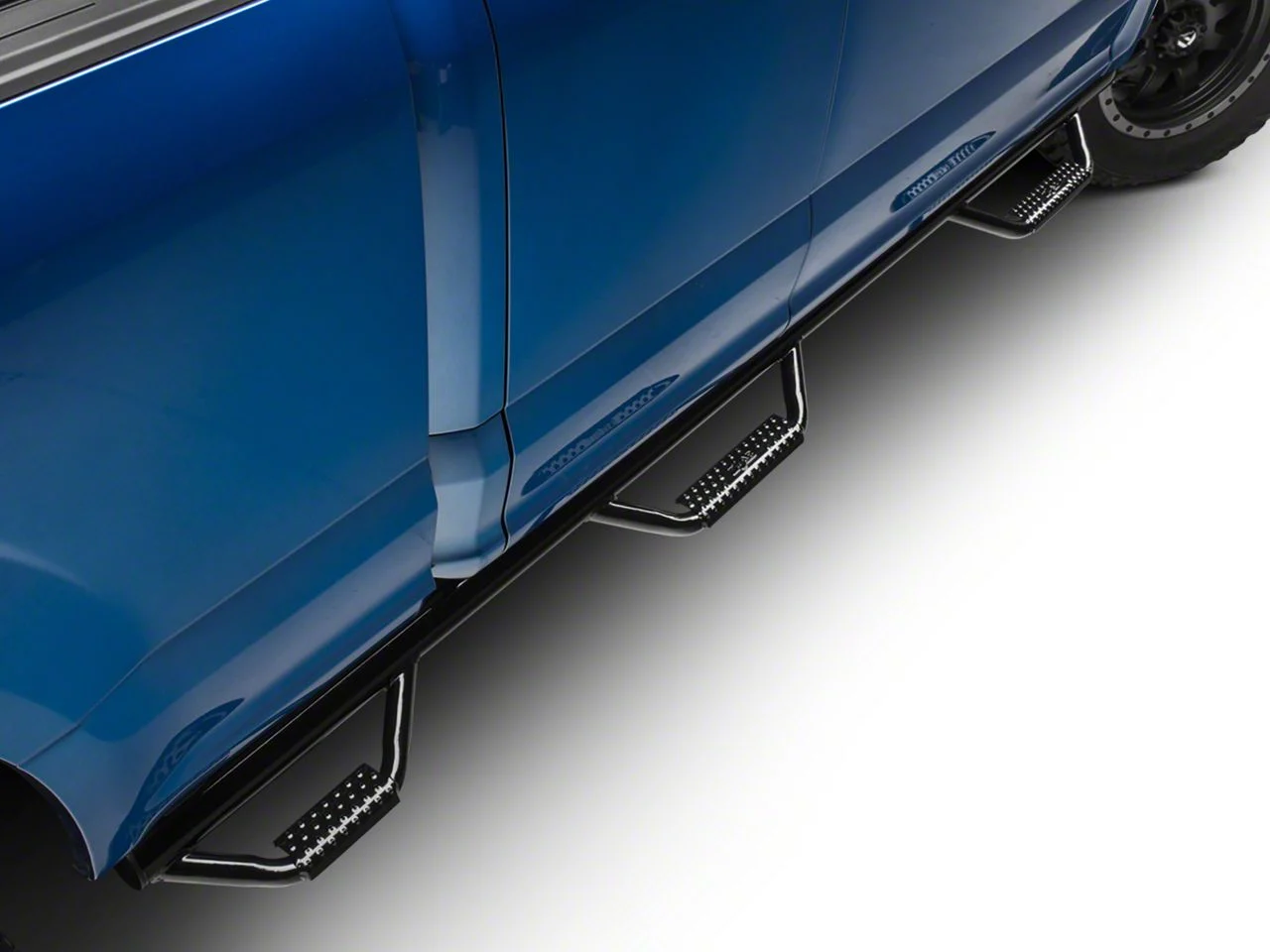 N-Fab Wheel 2 Wheel Bed Access Nerf Side Step Bars; Gloss Black (15-24 F-150 SuperCab w/ 6-1/2-Foot Bed)