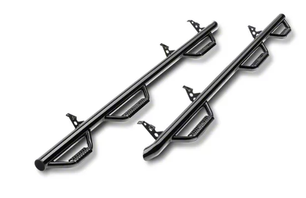 N-Fab Wheel 2 Wheel Bed Access Nerf Side Step Bars; Gloss Black (15-24 F-150 SuperCrew w/ 5-1/2-Foot Bed)