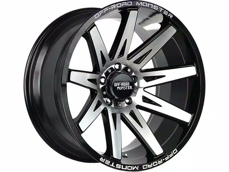 Off-Road Monster M25 Gloss Black Machined 6-Lug Wheel; 20x10; -19mm Offset (21-26 Tahoe)