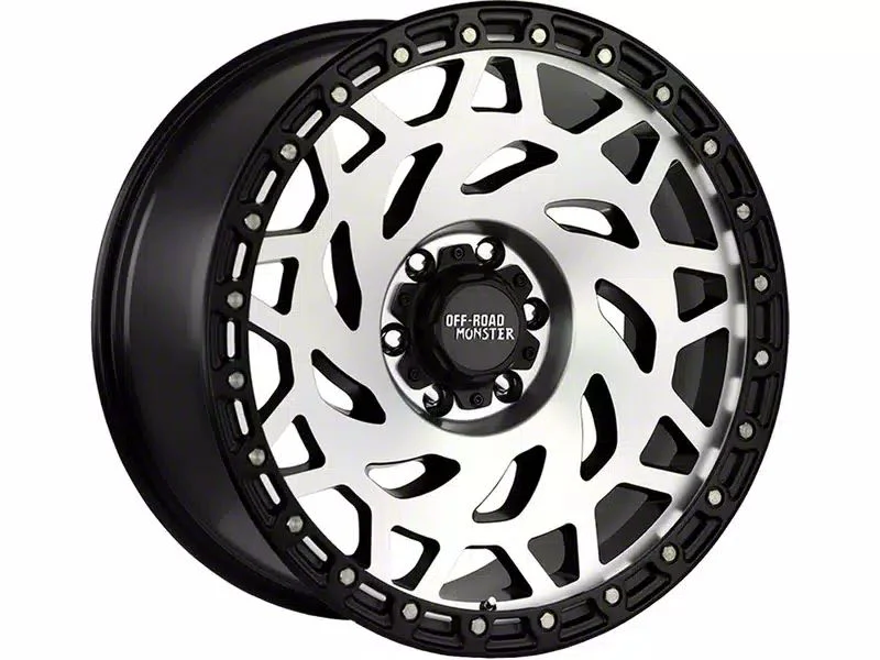 Off-Road Monster M50 Gloss Black Machined with Black Ring 6-Lug Wheel; 20x9.5; -12mm Offset (21-26 Tahoe)