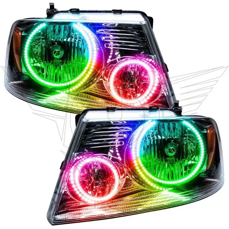 Oracle OE Style Headlights with ColorSHIFT Halo; Chrome Housing; Clear Lens (04-08 F-150)