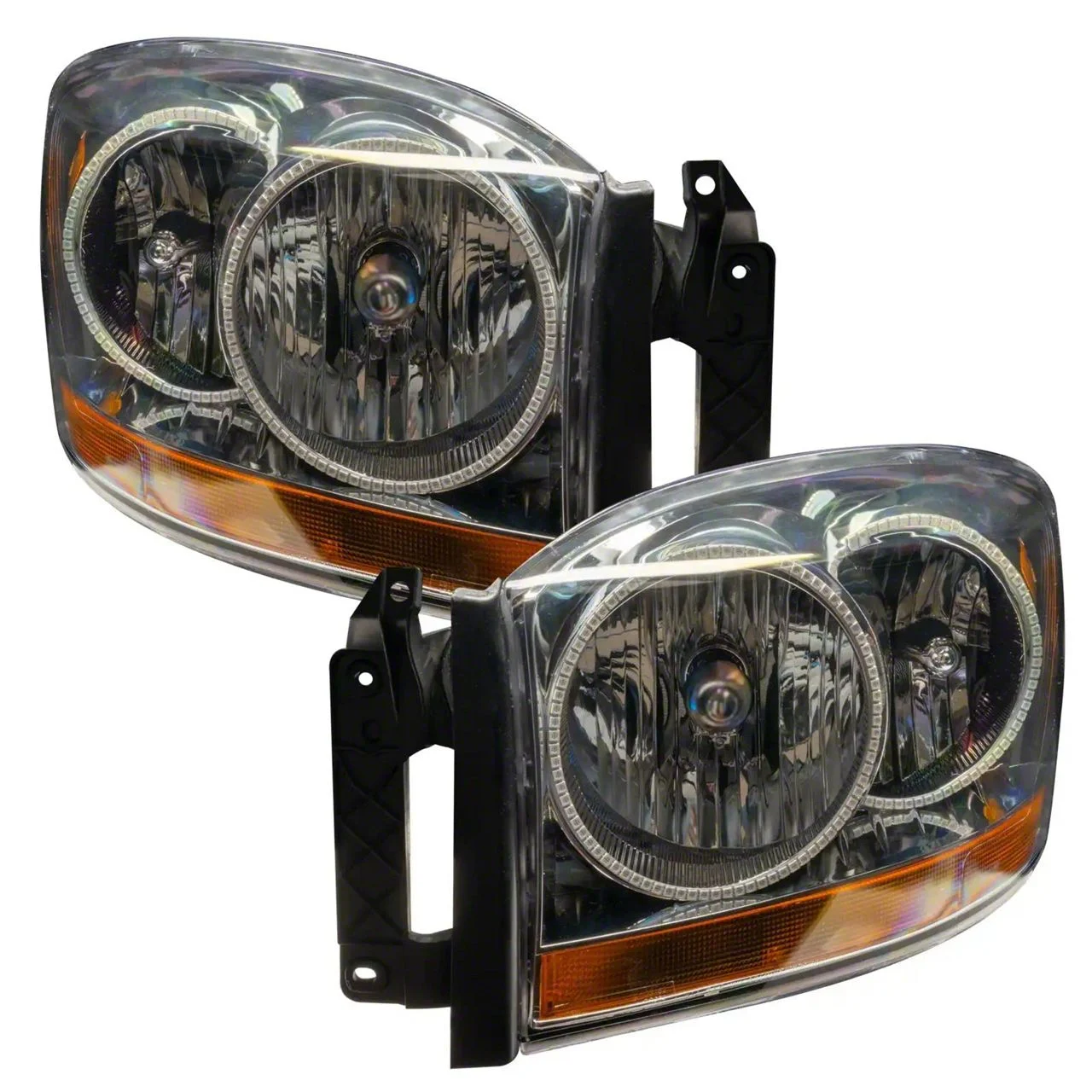 Oracle OE Style Headlights with ColorSHIFT Halo; Chrome Housing; Clear Lens (2006 RAM 1500)