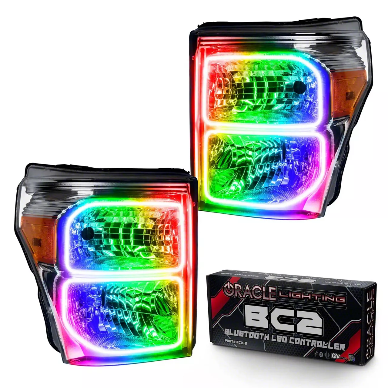 Oracle OE Style Headlights with ColorSHIFT Halo; Chrome Housing; Clear Lens (11-16 F-350 Super Duty)