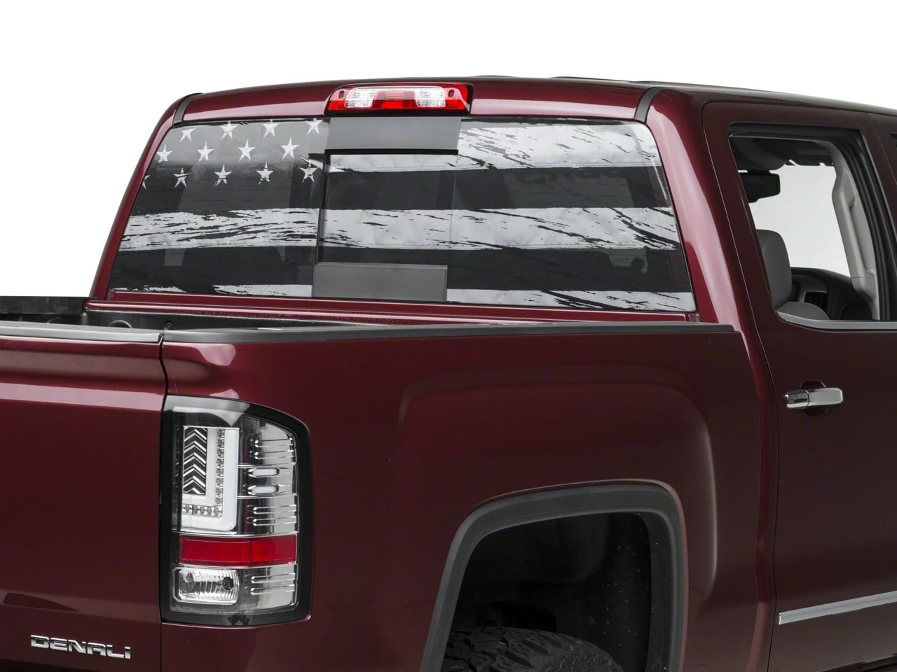 SEC10 Perforated Distressed Flag Rear Window Printed Decal (07-26 Sierra 1500)